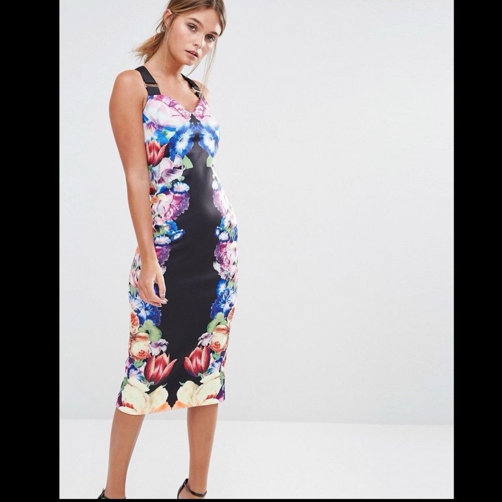 Ted Baker London Deony Buckle Strap Sheath Floral Bodycon Dress